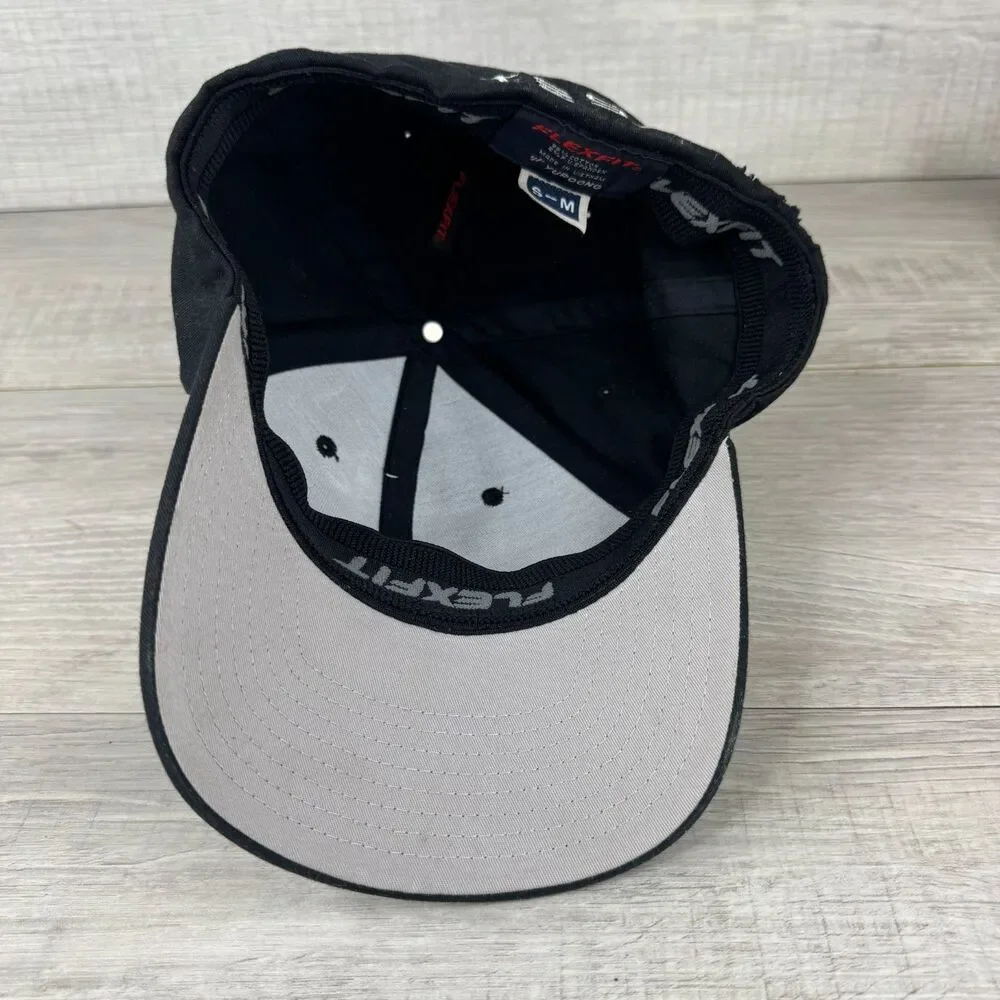 Flexfit Tesla Motors Baseball Cap Mens S-M Black Embroidered Logo Fitted Hat